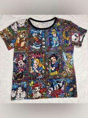 Wild Rich Kids T-Shirt Adult Small Stained Glass Disney Graphic Short Sleeve Top